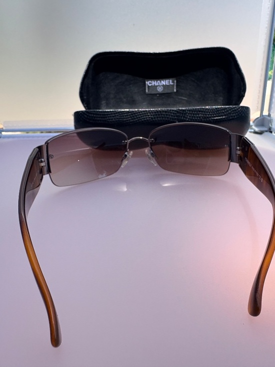 CHANEL Rhinestone CC Rimless Sunglasses Brown Gradient Y2K Glam 4117-B main image 7